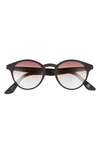 Aire Atom 55mm Round Sunglasses In Black Rubber / Warm Smoke Grad