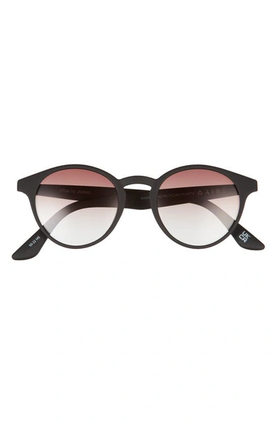 Aire Atom 55mm Round Sunglasses In Black Rubber / Warm Smoke Grad