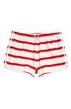 Nordstrom Kids'  Kids' Dolphin Hem Cotton Shorts In Ivory Pristine- Red Stripe