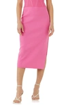 Endless Rose Side Slit Detailed Knit Midi Skirt In Plum