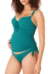 Cache Coeur Porto Vecchio Maternity Tankini Swimsuit In Emerald