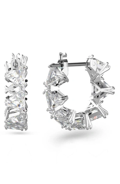 Swarovski Millenia Triangle Cubic Zirconia Hoop Earrings In White