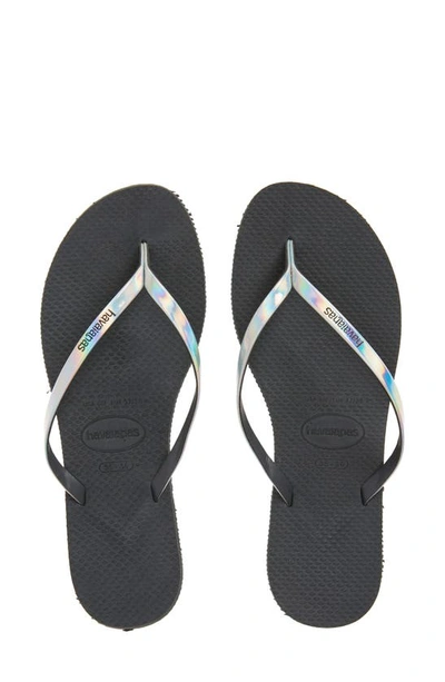 Havaianas Women's You Metallic Flip Flop Sandals Women's Shoes In Gray Steel/metallic Graphite/laminate