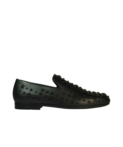 Jimmy Choo Black Studded Leather Loafers