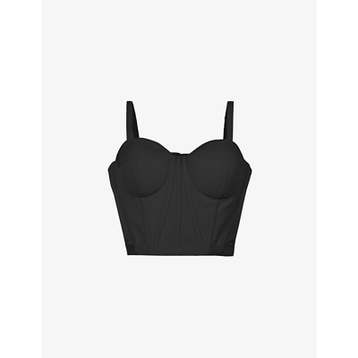 Alexander Mcqueen Fitted Cropped Shell Corset Top In Black