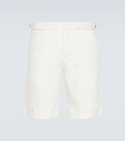 Orlebar Brown Mens White Sand Norwich Regular-fit Linen Shorts 32
