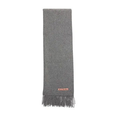 Acne Studios Canada New Logo-embroidered Cashmere Scarf In Grey