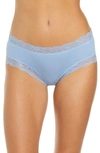Hanro Cotton Lace Hipster Briefs In Blue Moon