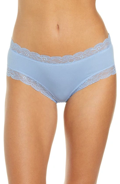 Hanro Cotton Lace Hipster Briefs In Blue Moon