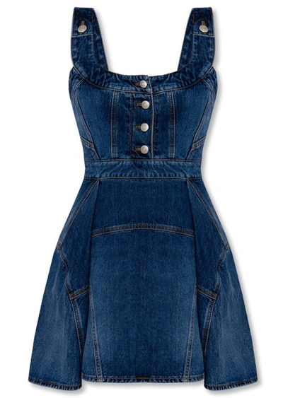 Alexander Mcqueen Blue Denim Mini Dress