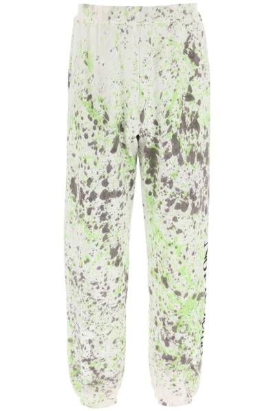 Aries No Problemo Paint Splatter Cotton Track Pants In Green