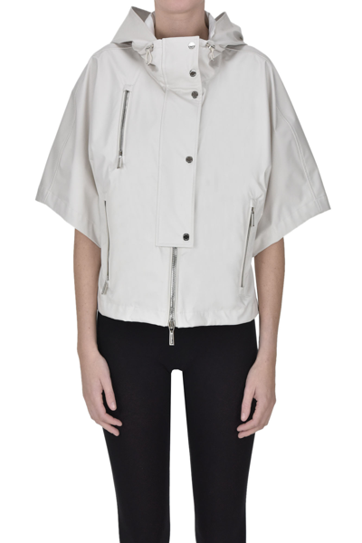 Moorer Lightweight Short-sleeved Hooded Jacket In Ivory