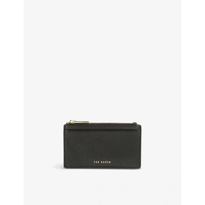Ted Baker Briell Leather Zip Card Holder In Black