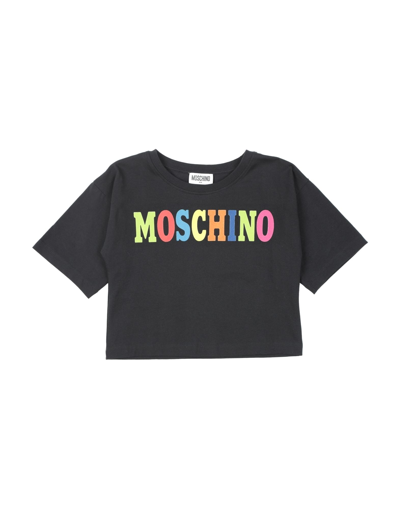 Moschino Kid Kids' T-shirt With Multicolor Logo In Black