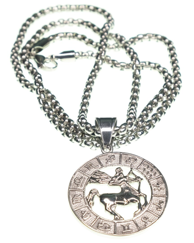Jean Claude Dell Arte Stainless Steel Zodiac Necklace In Sagittarius