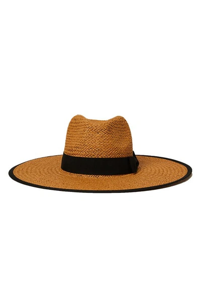 Btb Los Angeles Cassie Straw Hat In Beige/black