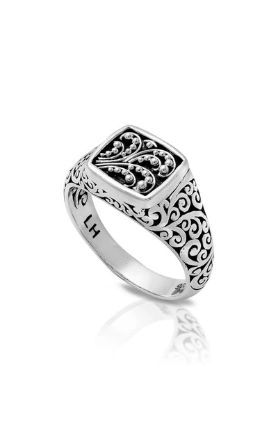 Lois Hill Scroll Granulation Signet Ring In Silver