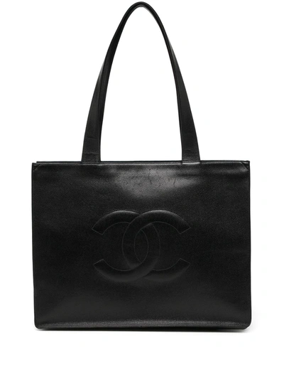 Pre-owned Chanel 1998-2000 Cc Tote Bag In Black