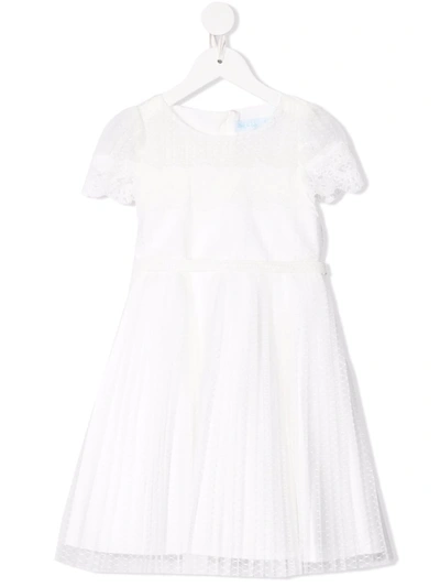 Abel & Lula Kids' Pleated Tulle Dress In White