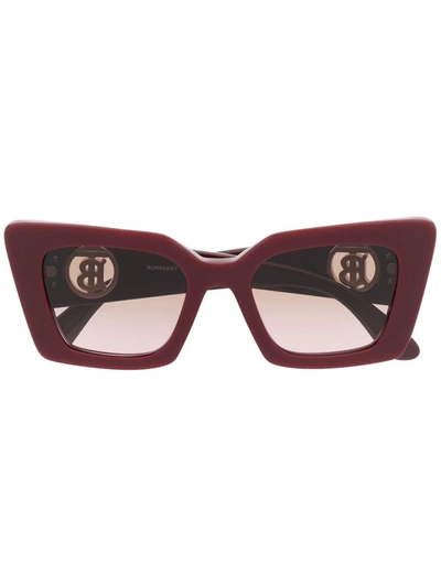 Burberry Eyewear Cat-eye Logo-plaque Sunglasses In Red