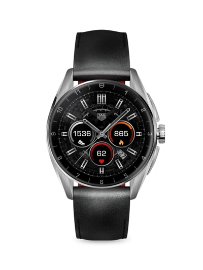 Tag Heuer Connected Calibre E4 Stainless Steel & Leather Smart Watch/42mm In Black