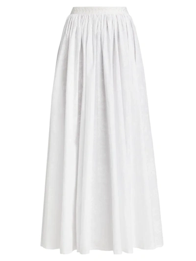 Emporio Sirenuse Camelia Pleated Maxi Skirt In White | ModeSens