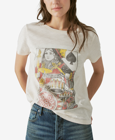 Lucky Brand Queen Of Spades Cotton Graphic Tee In Soft Pink