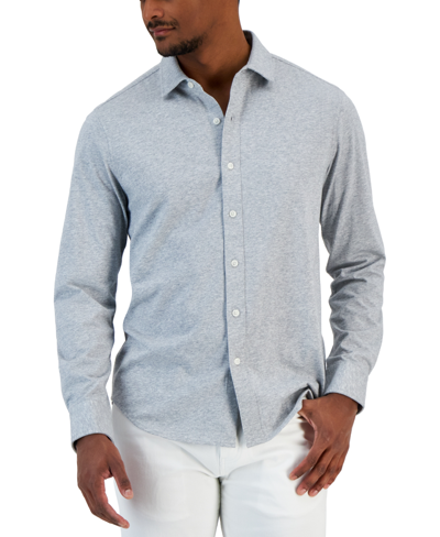 Mens jersey knit 2024 button down shirt