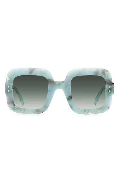 Isabel Marant Oversized Square Acetate Sunglasses In Marble Gr / Green Shaded