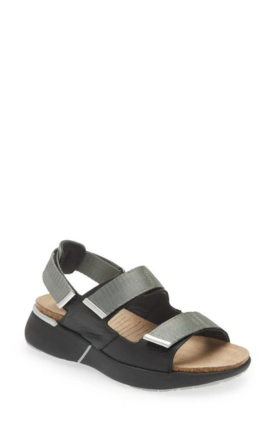 Naot Odyssey Slingback Sandal In Soft Black/ Sterling/ Silver