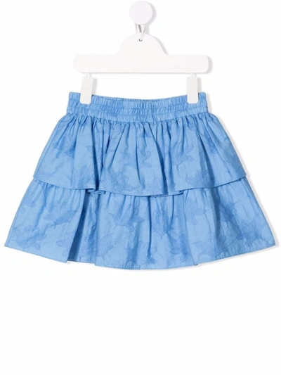 Brunello Cucinelli Kids' Floral Jacquard Cotton-blend Skirt In Blue