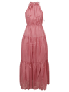 Michael Michael Kors M Michael Kors Womans Cotton Poplin Pink Long Dress In Dark Pink