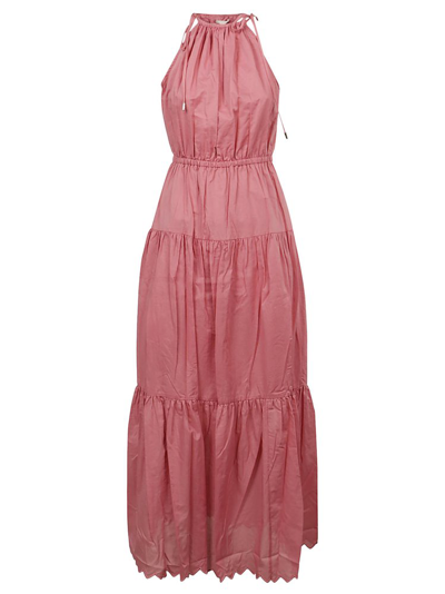 Michael Michael Kors M Michael Kors Womans Cotton Poplin Pink Long Dress