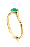 Monica Vinader Siren Small Semiprecious Stone Stacking Ring In Green Onyx/ Yellow Gold