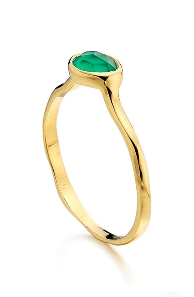 Monica Vinader Siren Small Semiprecious Stone Stacking Ring In Green Onyx/ Yellow Gold