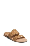 Jack Rogers Caroline Flat Sandal Cork Womens Leather D Slide Sandals In Natural Cork/gold