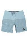 Rvca Current Stripe Water Repellent Board Shorts In Bermuda Blue Heather