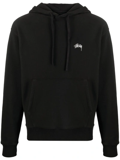 Stussy Cotton Sweatshirt Stock Logo Hood In Black