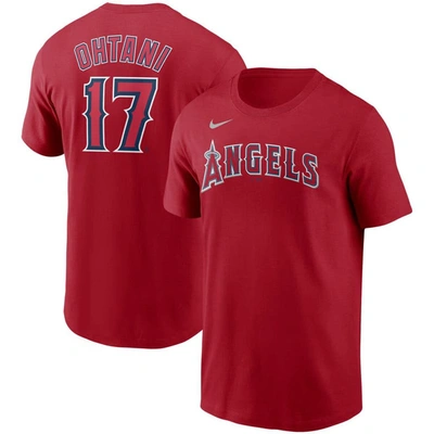 Nike Shohei Ohtani Red Los Angeles Angels Name & Number T-shirt