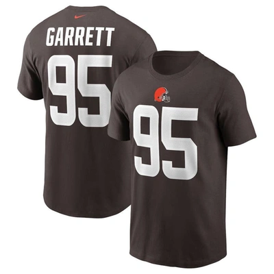Nike Myles Garrett Brown Cleveland Browns Team Player Name & Number T-shirt