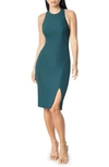 Dress The Population Emme Back Bow Sheath Cocktail Dress In Pine