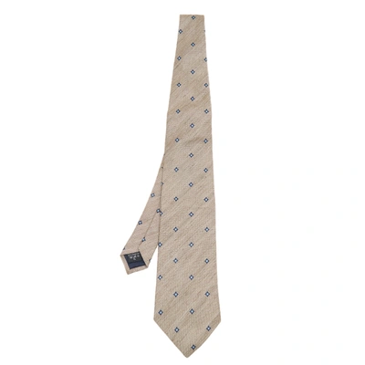 Pre-owned Dunhill Beige Diamond Patterned Silk & Linen Tie