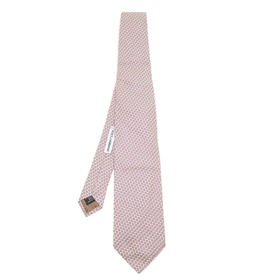 Pre-owned Dolce & Gabbana Two Tone Patterned Silk Jacquard Tie In Cream