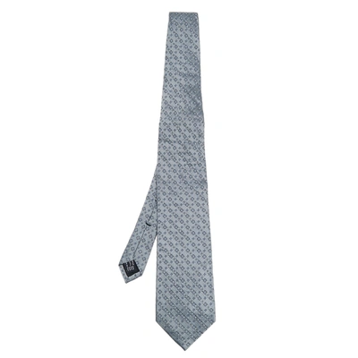 Pre-owned Gucci Metallic Grey Micro Motif Jacquard Silk Tie