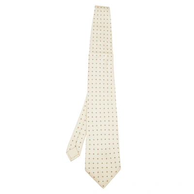 Pre-owned Dunhill Buttercream Floral Motif Silk Tie In Cream