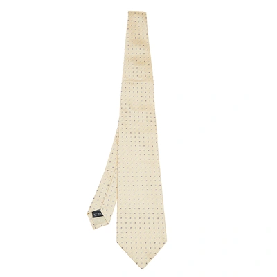 Pre-owned Dunhill Pale Yellow Micro Motif Silk Jacquard Tie