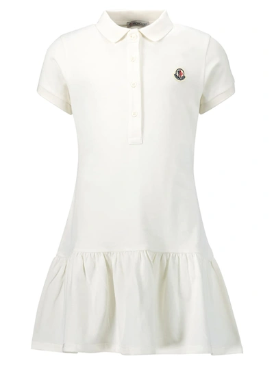 Moncler Kids Ivory Piqué Stretch-cotton Dress (8-10 Years) In White