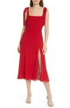 Reformation Twilight Tie Shoulder Midi Dress In Cherry