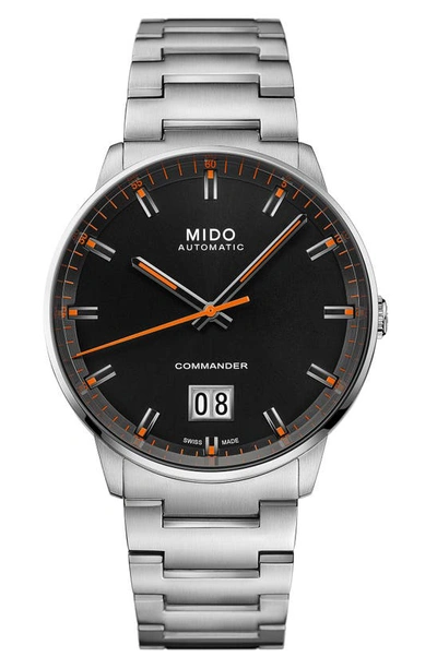 Mido Commander Big Date Automatic Bracelet Watch, 42mm In Silver