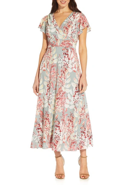 Adrianna Papell Floral Print Chiffon Dress In Multi
